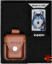 ZIPPO Geschenkset Nr. 4: Feuerzeug & Etui mit Clip in Geschenkbox