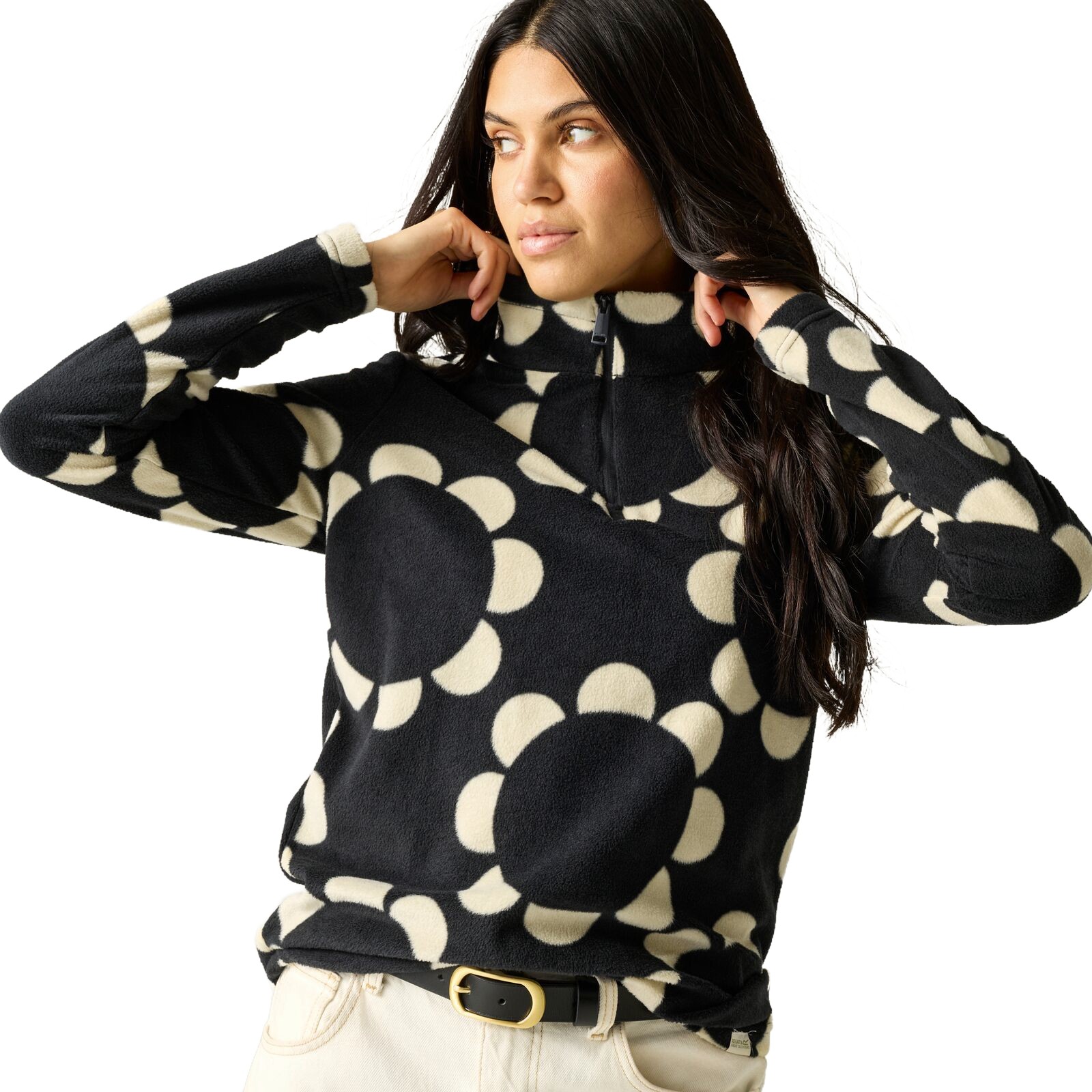 Regatta Womens Orla Kiely Half Zip Fleece - Daisy Hoop Black - 18