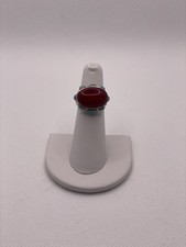 Vintage Native American Red And Blue Stone Sterling Silver Ring