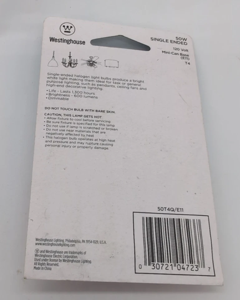 Westinghouse Lighting 04723 Corp 50-watt E11 Light Bulb - Image 2 of 2