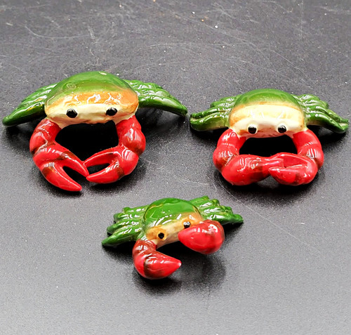 Ceramic Shellfish Figurines Lot of 3 Crab/Lobster Red & Green