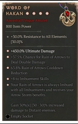 DIABLO 4 SEASON 10 4 GA WORD OF HAKAN 50% MAX ASPECT 