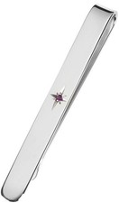 Orton West Mens Silver Plated Ruby Detail Tie Slide - Silver