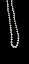 H435ZZ Cultured Pearl Necklace 7.75mm 22.5" Knotted Goldtone Clasp