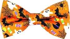 Holiday Halloween Christmas Pre-Tied Bow Tie Festival Orange White Black
