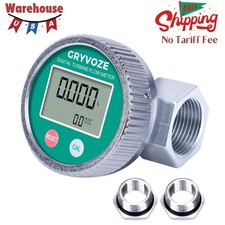1 Inch Digital Water Fuel Flow Meter with 3/4 Inch Adapters, EMI Protection