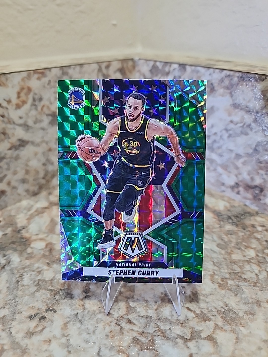 2021-22 Panini Mosaic - National Pride Stephen Curry #247 Green Mosaic Prizm