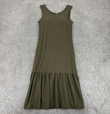 Uniqlo Built-In Bra Tank Dress Women's XS Olive Green Jersey Flared Drop Waist