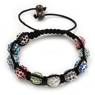 Unisex Armband Kristall bunte Kristallperlen 10 mm - verstellbar