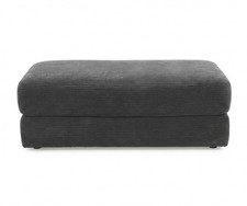 Polsterhocker 124x60 cm Federkern Sitzbank Designerhocker mit Cord in Dunkelgrau