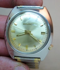 SERVICED ACCUTRON BULOVA 218 STAINLESS STEEL TUNING FORK MEN's WATCH N2