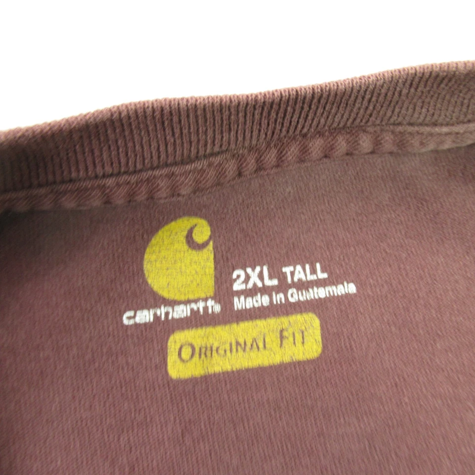 Carhartt Shirt Mens 2XL Tall Short Sleeve Henley Crew Neck Buttons Workwear Red - Image 3 of 4