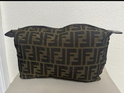 FENDI Zucca FF Monogram Zip Clutch Cosmetic Pouch 