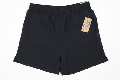 Asics Men's 7'' Woven Shorts Laser Cut Running Gym Black Reflective Unlined
