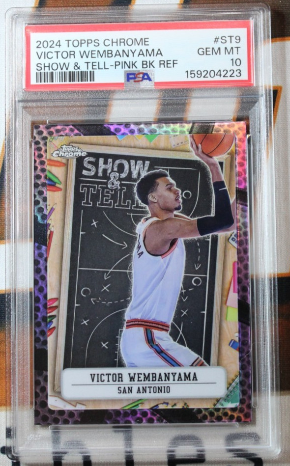 2024 Topps Chrome Victor Wembanyama Show & Tell Pink Basketball Ref #ST-9 PSA 10 view 1