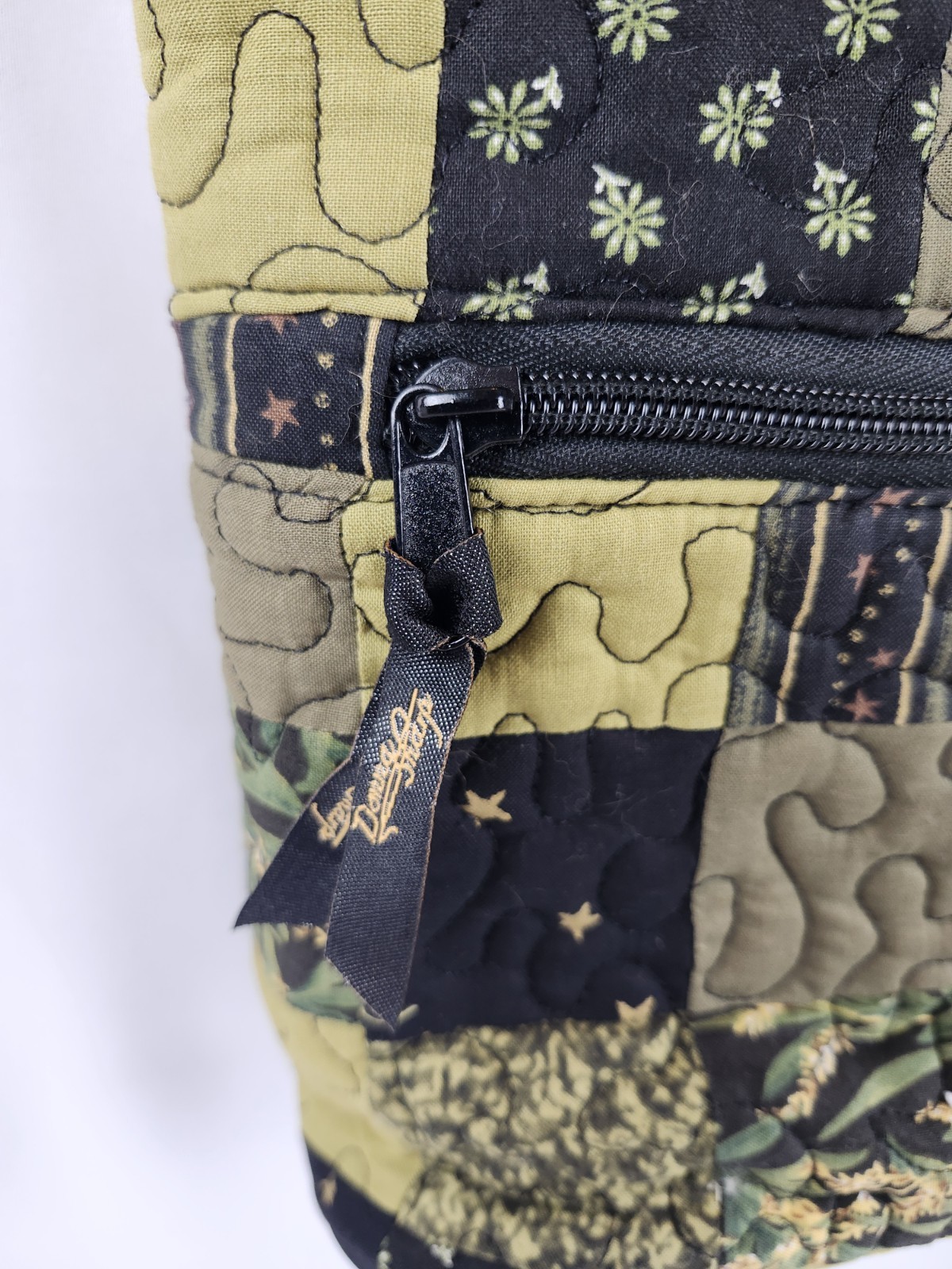 Donna Sharp Brown Green Patchwork Quilted Hand Ba… - image 3