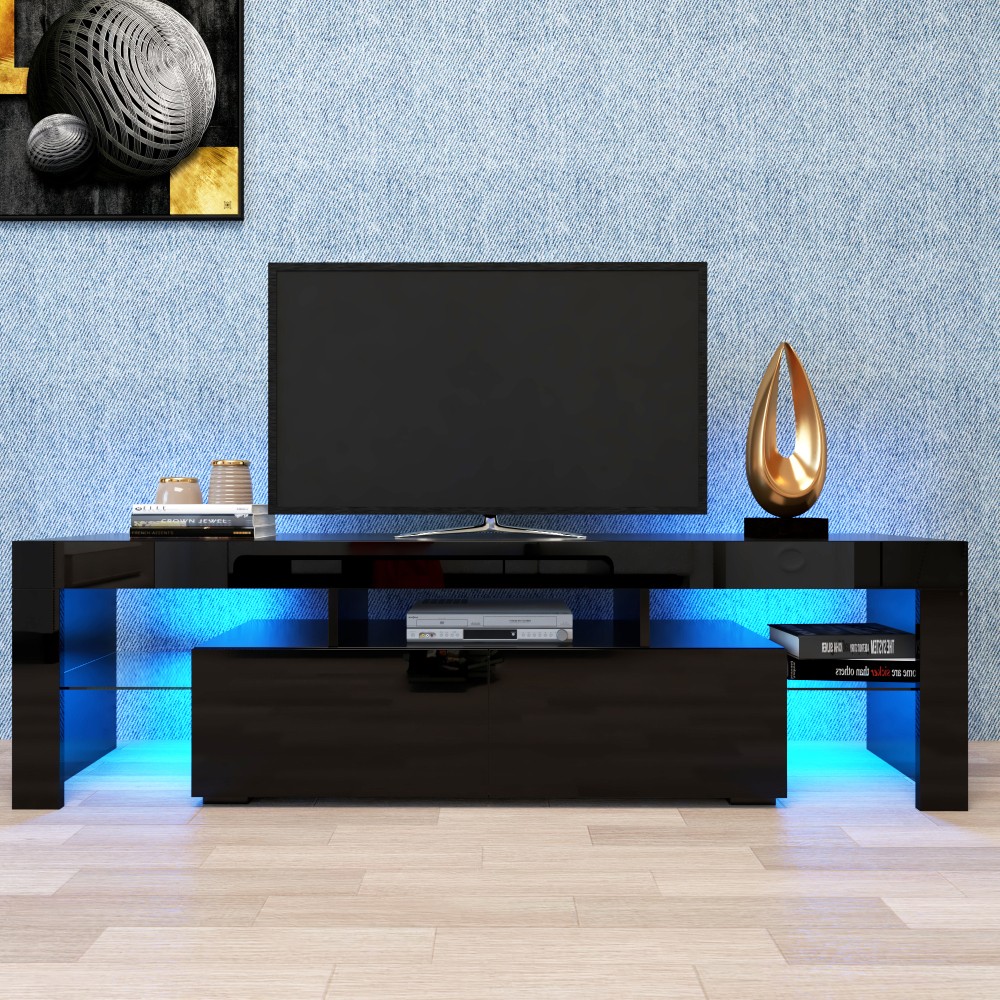 With Remote Control, 20 Color Lights, Black Mdf