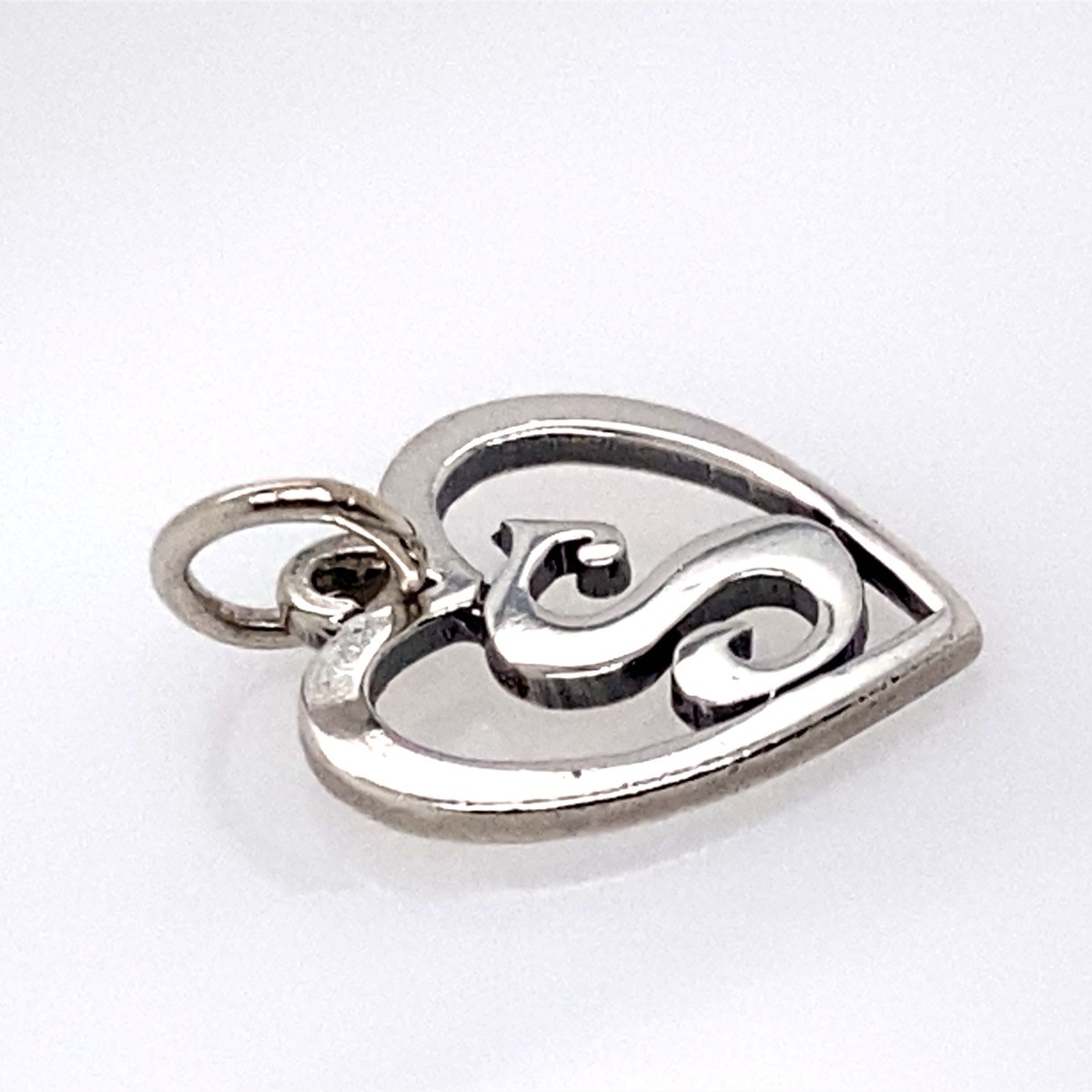 James Avery "S" Script Initial Heart Sterling Sil… - image 3