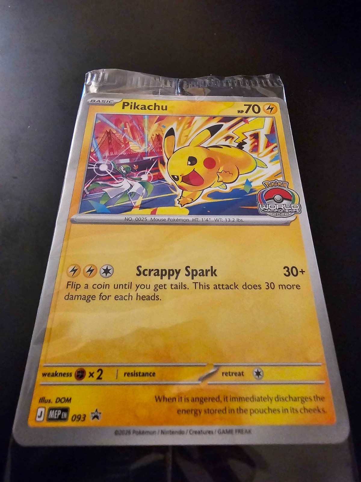 Pokemon World Championships 2026 Pikachu Promo Card - Sealed