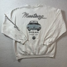 Ford Mustang 1964 Crewneck Sweatshirt Vintage Car Race White Blue Men  s Size XL