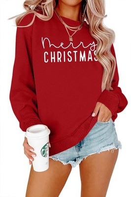 Merry Christmas Sweatshirts Women Classic Merry Letter Print Sweatshirts Xmas...