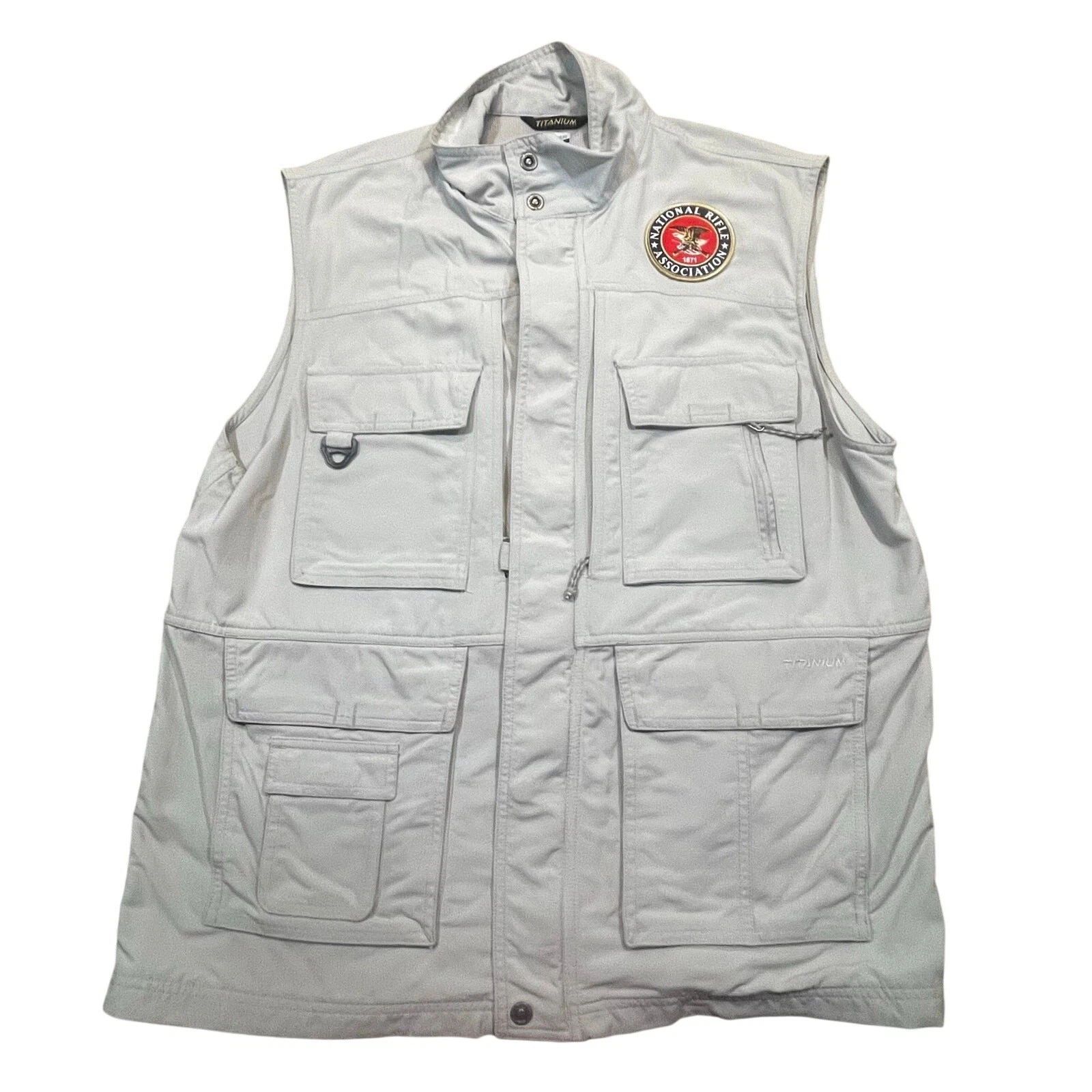 Columbia Titanium Mens L Vest NRA Shooting Club Khaki Hunting Fishing Tactical