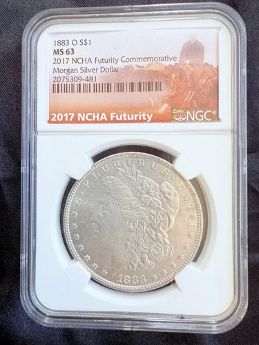 1883-O MORGAN DOLLAR $1 NGC MS63 - 2017 NCHA FUTURITY COMMEM. LABEL (09-481)