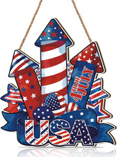4Th of July Door Sign,Independence Day Wall Decoration,Patriotic Door Decor,Four