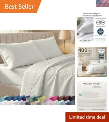 Soft 100% Cotton Full Sheet Set, 400 Thread Count Good Housekeeping Award Win...