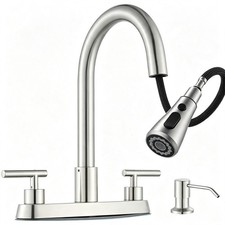 YAGATAP 2 Handle 8 Inch High Arc Kitchen Faucet with Soap Dispenser