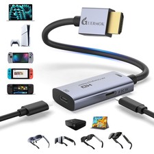 Guermok AR Glasses HDMI to USB-C Display Adapter, 4K 60Hz Play 0.74FT, Silver
