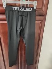 Telaleo Boys Youth Compression Leggings Pants Base Layer Black Small 8-9Y  NWOT