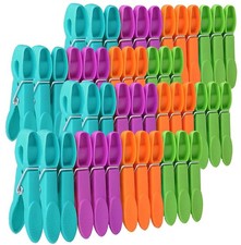 48 PCS Colored Plastic Clothespins,Heavy Duty Clothes Pins with Springs
