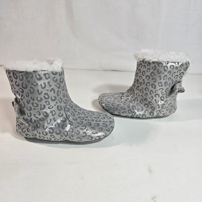 Stride Rite Surprize Infant Booties Sz 12-18mos Silver Cheetah Print Boots