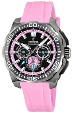 Festina Chrono Bike 2025 (45.5mm) Pink & Black Dial / Pink Rubber Strap
