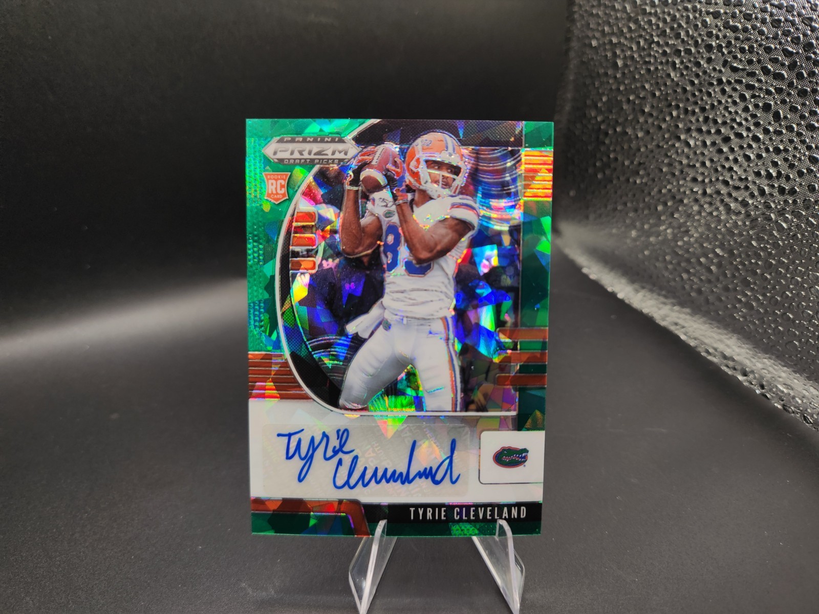 Tyrie Cleveland Panini Prizm Draft Picks #280 Autograph-Green Ice