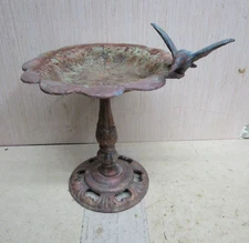 Antique Vintage Cast Iron Hummingbird Bird Bath