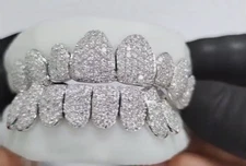 VVS Moissanite Diamond Grillz (8 Top 8 Bottom) custom fit Capped
