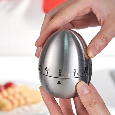 Egg Timer Kitchen 60 Minute Timing Satin Metal Alarm Cooking Kids Gift Learning