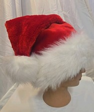 SANTA'S Best Traditional Red  White Plush Santa Hat Adult Medium Hat Cap