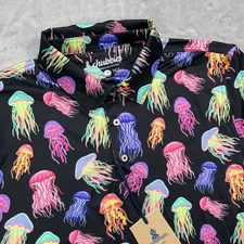 Chubbies Shirt Mens Small Black Dont Be Jelly Fish Performance Polo 2.0 Golf NWT
