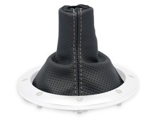 SCHALTMANSCHETTE FUR AUDI TT 8N 1998-06 SCHALTSACK PERFORIERTES LEDER NAHT GRAU