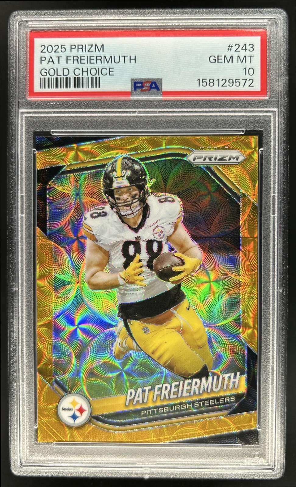 2025 Panini Prizm Pat Freiermuth Choice Gold #/10 Steelers PSA 10 GEM MINT