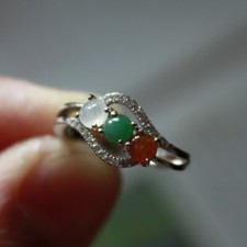 Size 6 1/2 CERTIFIED Natural Grade A Jadeite JADE 925 Silver RING S075