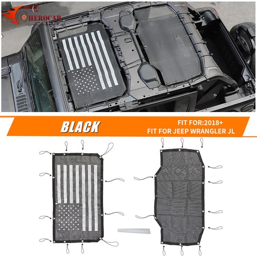 Sunshade Mesh Shade Top Cover US Flag Pattern for Jeep Wrangler JL 2018+ 4 Door - Picture 2 of 11