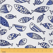 Marine Masterpiece: Hand-Drawn Fish Fabric - Perfect for Ch