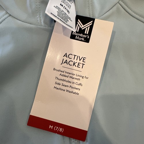 NWT Member's Mark Girls Active Full-Zip Jacket Size M (7/8) Freshwater Blue - Picture 4 of 7