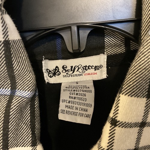 Self Esteem Women’s Small Black White Plaid Belted Single Breasted Jacket Coat - Picture 2 of 3