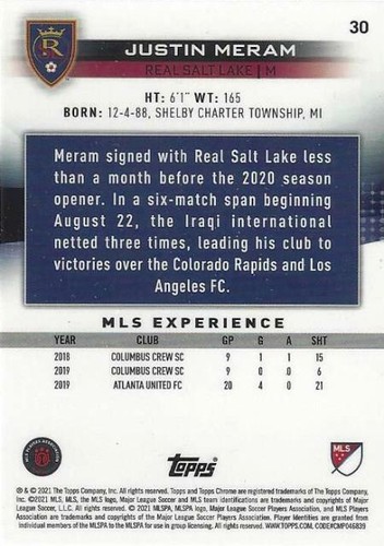 2021 Topps Chrome Major League Soccer base common cards (21 - 30) - MLS - Picture 12 of 32