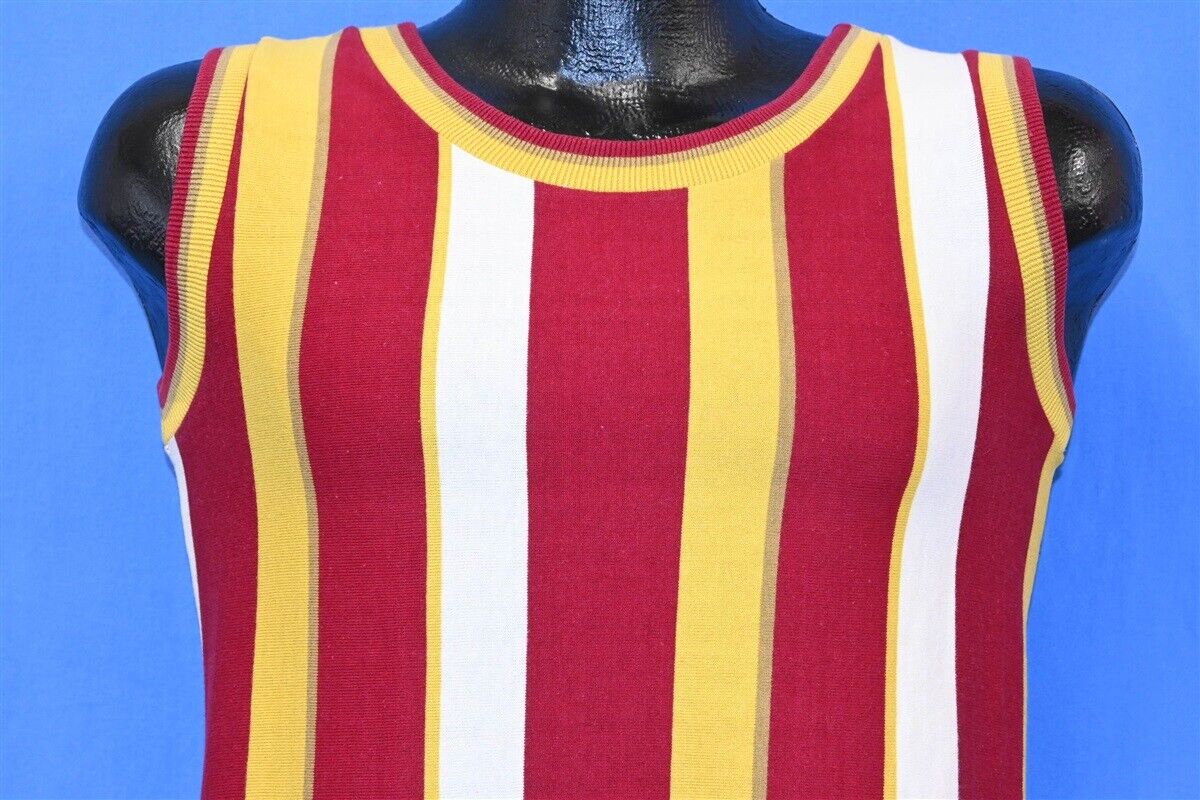 vtg 60s STRIPE MUSCLE TEE VERTICAL RED YELLOW WHI… - image 1
